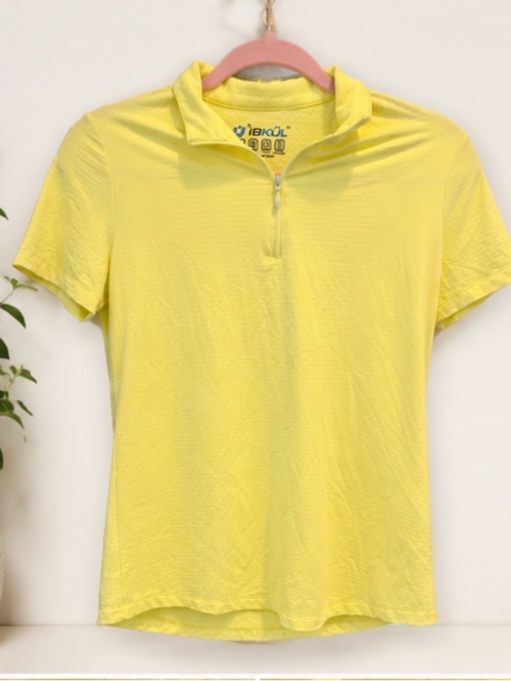 IBKÜL Women’s Small Yellow UPF 50+ Half Zip Performance Golf Polo